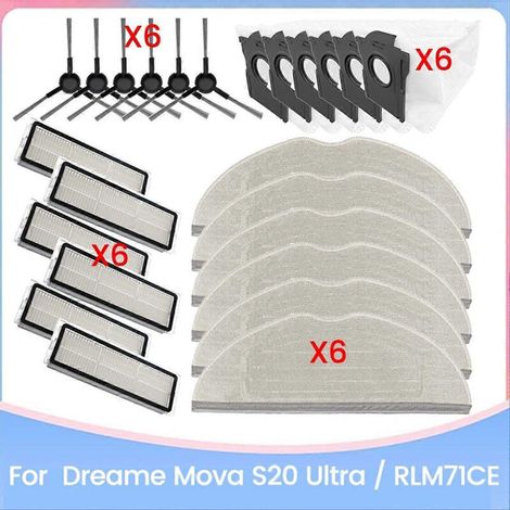 Kit de 24 pièces comprenant brosse, filtre, sac à poussière et chiffon de nettoyage pour aspirateur Dreame Mova S20 Ultra/RLM71CE