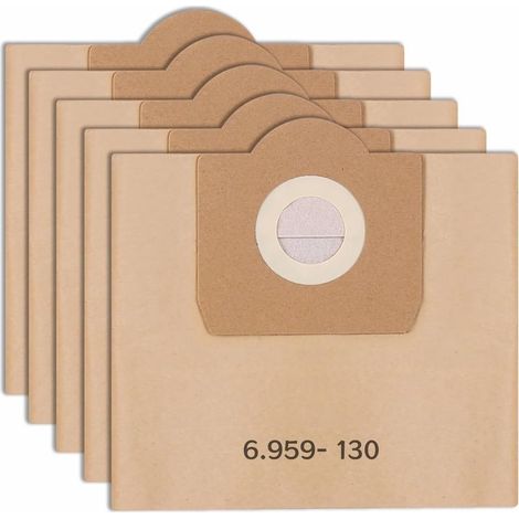 5 bolsas para aspiradora Kärcher, bolsas rectas para aspiradora Kärcher WD3, bolsas de filtro de papel de repuesto 6.959-130.0 (1/5)