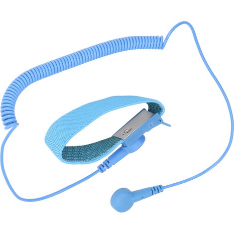 Bracelet antistatique réutilisable avec cordon de mise à la terre, long fil extensible, sangle de poignet ESD, couleur bleue (1/5)