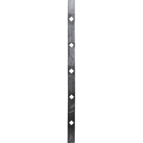 Deco Fer Forge – Barre plate trouée en acier 2000mm – 15 trous carrés de 14mm – Pour ferronnerie et balustrades – Finition soignée et durable