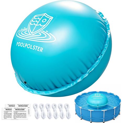 Coussin d'air pour piscine - Résistant à l'hiver - Rond - XXXXL - 4 m Coussin de piscine avec 6 cordes, kit de réparation, valve Boston, accessoire pour l'hiver (1/5)