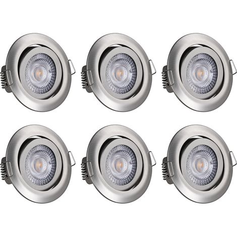 Spot LED Encastrable 5W 400Lumen 3000K Réglable Blanc Chaud Spot Led Extra Plat Pour Salle de Bain Cuisine Salon Couloir-Nickel (1/6)