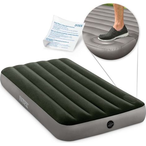Matelas gonflable 1 place large avec gonfleur à pied intégré – Vinyle laminé – Prêt en 2 minutes – Poids 2.5 Kg (1/5)