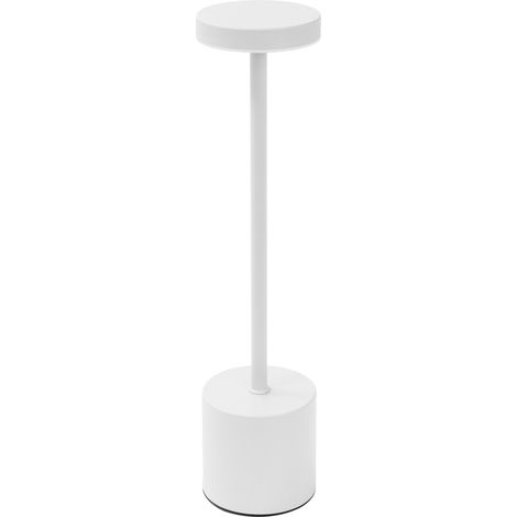 ML-Design Lámpara de Mesa LED Blanca con Sensor Táctil Ø8x34,5cm de Metal, Luz Regulable en 3 Colores, Inalámbrica con Batería Recargable USB-C, Foco para Mesita de Noche, Escritorio, Lectura, Estudio