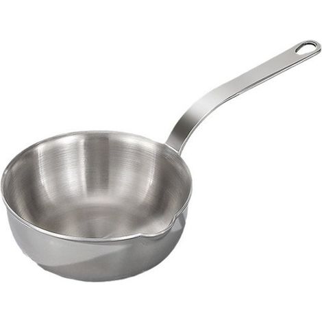 Mini-Stielkasserolle aus Edelstahl 12 8 cm Durchmesser mit Ausgießer und langem Griff 5 cm hoch induktionsgeeignet für Soßen Milch und kleine 12,8 cm (1/5)