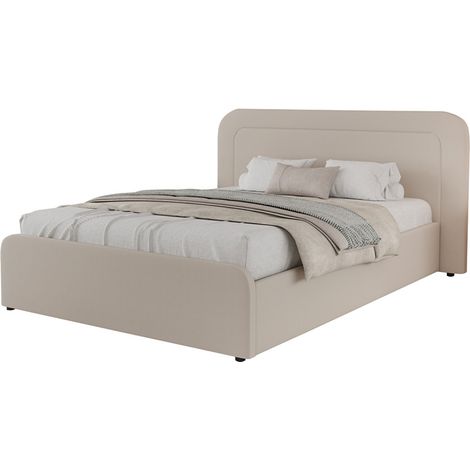 Cama con caja de almacenamiento 140x190cm en terciopelo beige BOISE (1/5)
