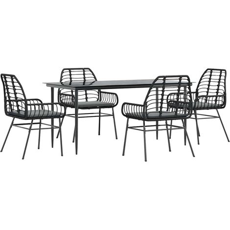 Maison Exclusive - Set da Pranzo da Giardino con Cuscini 5 pz Polyrattan Vetro (1/5)