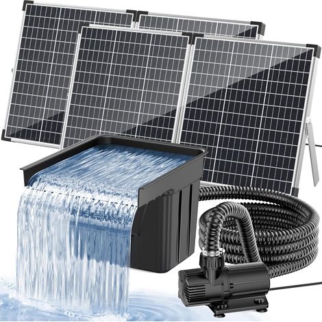 POPOSOAP Solar Teichwasserfall-Set 120W mit 6000 L/h Pumpe, 3m Schlauch, Solarpanel für Teich und Garten (1/5)