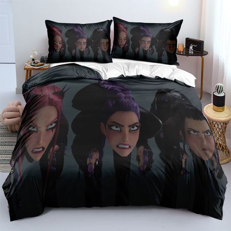 Parure de lit imprimée Huntrix 1 housse de couette + 2 taies d'oreiller (thème anime) 200 x 200 cm RH-16-FM-RH-16 (1/5)