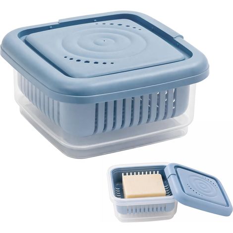 Plateau de savon de voyage avec couvercle et couche de drainage, porte - boîte à sapin portable étanche pour douche, gymnase, camping et salle de bains (bleu, 11 8.5 5cm) (1/5)
