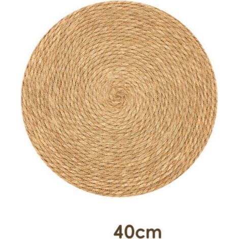 Tapis extérieur rond 40 cm en jute – Résistant aux intempéries et aux UV – Aesthétique naturelle pour terrasse et jardin (1/3)