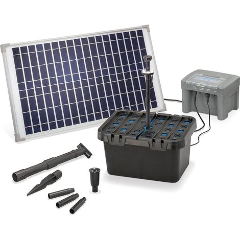 Solar Teichfilter Set 25/650 + Akku LED Solarpumpe Filter Gartenteich 101064 (1/5)