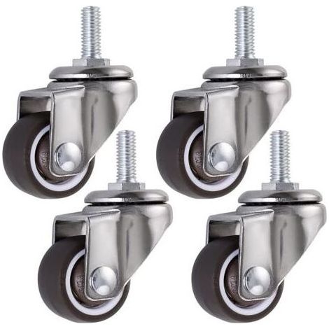 Pcs Roue pivotante, roulettes pour meubles à tige 25mm en M6 × 15, roulettes pivotantes en caoutchouc, pourchariots, chariot, lit bébé, meuble, table, capacité de chargement 15kg par roue (1/5)