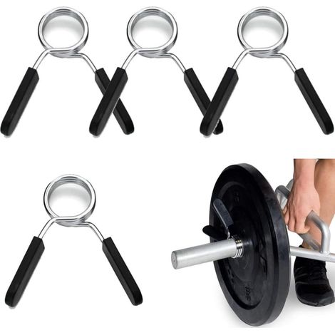 Pinces à Ressorts pour Poids,4 Pcs 25mm Pince Haltere Pinces à Ressorts pour Haltères pour haltères,Exercice,haltérophilie,Fixation d'haltères (1/5)