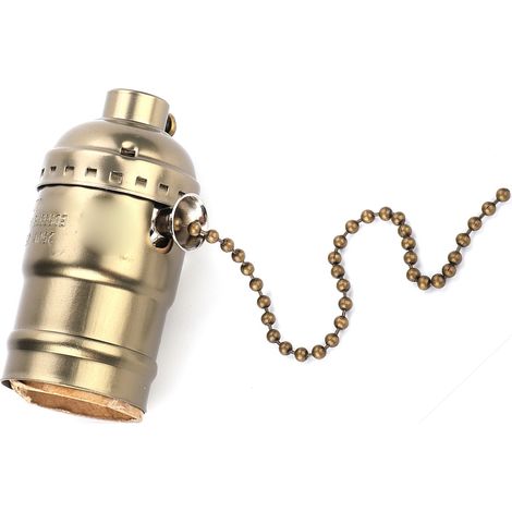 Douille de lampe vintage E27 en aluminium avec chaînette pour lampe de table, culot à vis (bronze) (1/5)