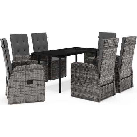 Maison Exclusive - Set da Pranzo da Giardino 7 pz con Cuscini Grigio (1/5)