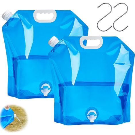 2x Jerricans d'eau pliables avec robinet, récipients portables (1/5)
