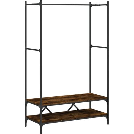 Porte-vêtements avec étagères chêne fumé bois d'ingénierie (1/5)