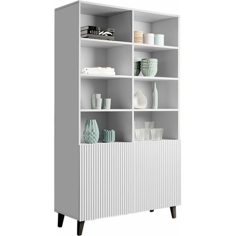 Estantería Dicto I, Blanco + Negro, Con puertas, MDF, Aglomerado laminado, Número de puertas: 2, Número de cajones: 0, 177x101x40cm