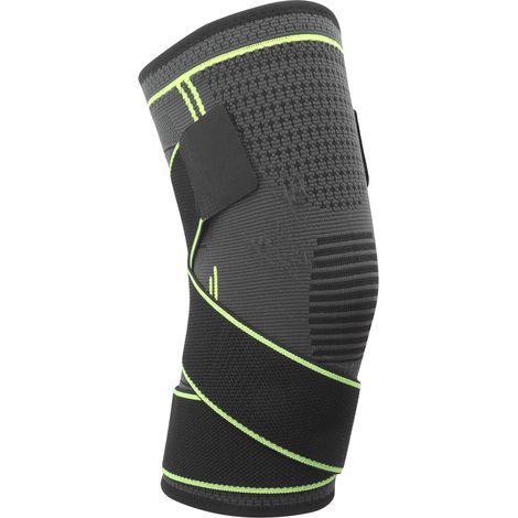 Outdoor- und Dual-Sport-Knieschoner, atmungsaktiv, gestrickt, mit zwei Druckbändern, Kniebandage, Grün, XL (1/5)