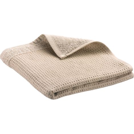 Serviette d'Invité en Matière Recyclée Naturelle Beige et Blanc 30 x 50 cm - PANGIVO