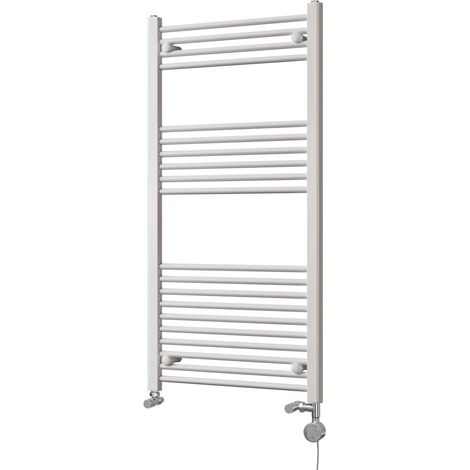 Zennor - White Dual Fuel Towel Rail H1200mm x W600mm Thermostatic - Straight (1/3)