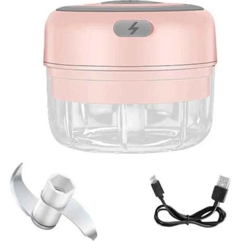 Broyeur à ail électrique sans fil USB,100-250ml,broyeur à légumes,à Chili et à viande,broyeur à aliments,outils de - Pink 100ML
