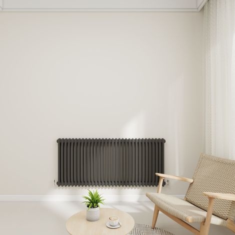 Stech Homes 600x1460mm Anthracite Traditional 2 Column Horizontal Cast Iron Style Central Heating Radiator