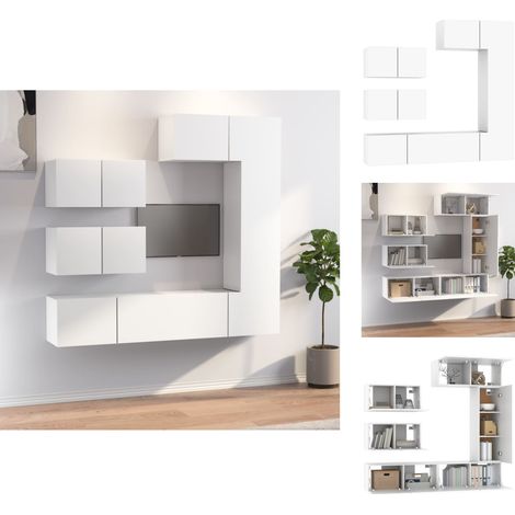 TV-Möbel - Living 6-tlg. TV-Schrank-Set Weiß Holzwerkstoff (1/5)