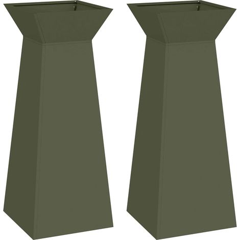 Maison Exclusive - Vaso a Pilastro 2 pcs Oliva 40 x 40 x 100 cm