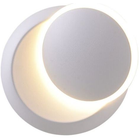 Appliques Murales Interieur Blanc Lampe Murale LED 7W Moderne Applique Murale Blanc Chaud Créatif Eclipse 2 en 1 Fer Applique Murale Lampe Led (Blanc) [Classe énergétique E] (1/5)