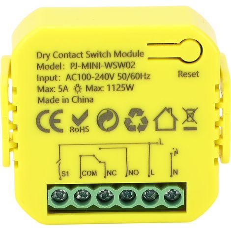 WLAN-Relais-Schaltmodul, intelligente potentialfreie Kontakte für Haushaltsgeräte, Steuerung per Mobil-App, Sprach- oder Tastendruck (1/5)