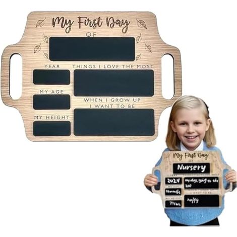 Panneau Premier Jour d'École, Signal Portable avec Poignée, Accessoire Photo Rentrée, Ardoise Personnalisable Prénom (1/5)