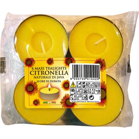 candela alla citronella "corfu maxi tealights" 4 candele