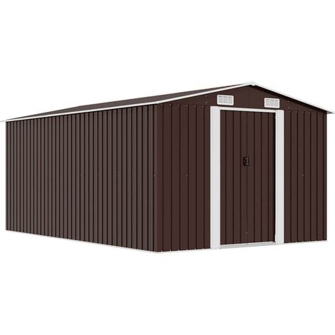 Abri de jardin remise pour outils,Cabane Remise de Jardin pour Stockage 257x392x181 cm Métal Marron - FR60776 (1/5)