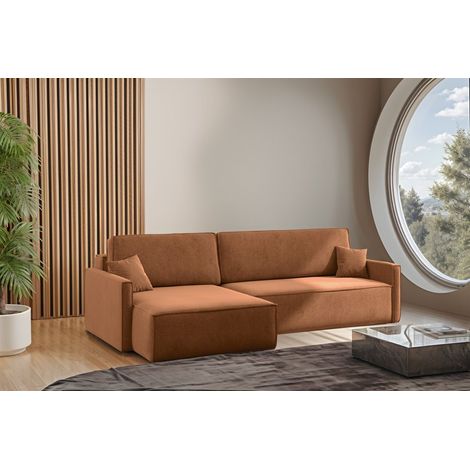 Ecksofa Schlafsofa Sofa LOUIS Stoff Salvador Rostbraun Ottomane Links (1/4)