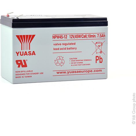 Yuasa - Batterie onduleur (UPS) YUASA NPW45-12L 12V 7.5Ah F6.35 (1/3)
