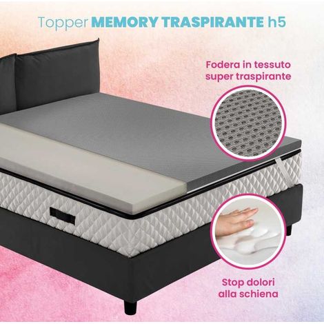 Topper memory, correttore materasso H5 cm tessuto sfoderabile - AIR STAR FOAM PLUS 160x200 cm (1/4)