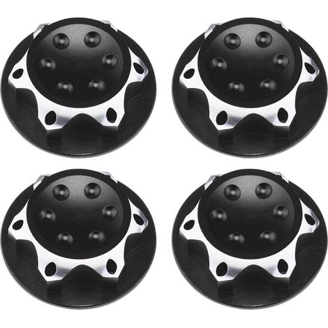 4pcs Écrous de Roue Hexagonaux de 17mm pour Voiture RC Couvercle Anti-poussière Écrou pour Modèle de Voiture RC 1/8 Camion Tout-Terrain RC, Noir (1/5)