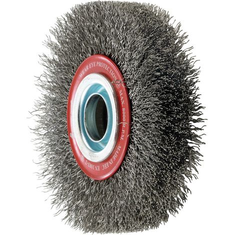 Brosse circulaire, fil d'acier de 0,3 mm, ondulé, Ø de la brosse : 178 mm, Epaisseur du fil 0,30 mm, Larg. : de travail 32 mm, Vitesse maxi. : 6000 tr/mn (1/2)