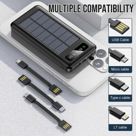 TRADE SHOP - Power Bank Solare 68000 Mah Batteria Esterna Portatile 3.0a Con Ricarica Rapida -