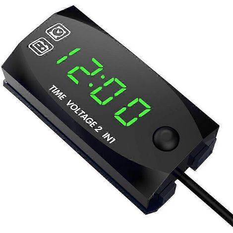 Horloge numérique 2 en 1 (6-30 V CC) avec voltmètre, testeur étanche IP67 et indicateur de batterie pour voitures, bateaux, véhicules marins (BMW, Tesla, etc.). (1/5)