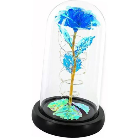 Rose sous cloche en verre avec lumière LED - Cadeau pour femme, maman, grand-mère, petite amie, épouse - Saint-Valentin, anniversaire, mariage