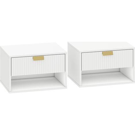 Chevet Teliel suspendu design mural blanc doré (1/5)