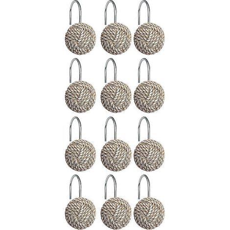 Boho-Knoten-Duschvorhanghaken, dekorative Duschvorhangringe fürs Badezimmer, 12er-Set Duschvorhangaufhänger (1/5)