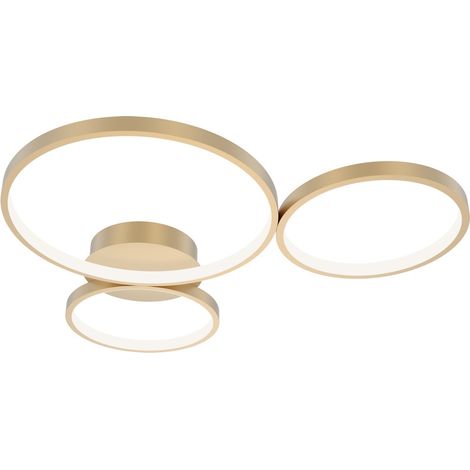 Plafonnier moderne doré 3 anneaux LED 40W Italux (1/2)