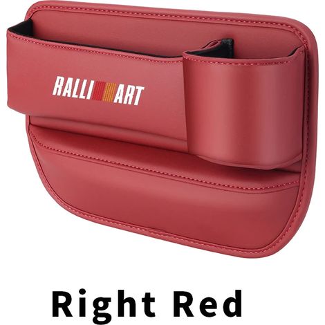 (Rouge droit) Boîte de rangement pour l'espace entre le siège et le plancher (compatible avec Ralliart Mitsubishi Lancer 9, 10, ASX, Outlander, Pajero, Mirage) - Accessoires intérieurs en cuir (1/5)