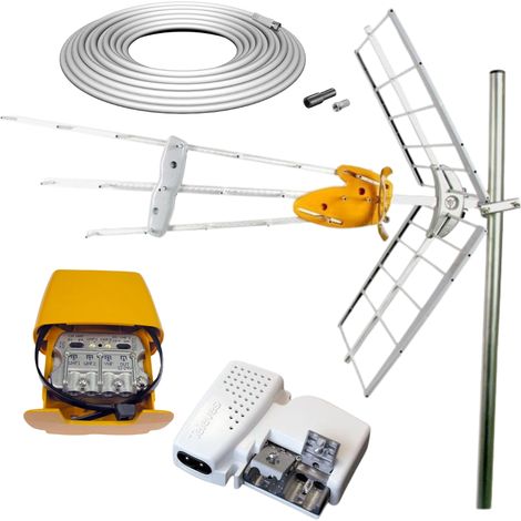 PACK TELEVES Antenne rateau + Kit Alimentation + Amplifcateur de mat + Câble coaxial 10m
