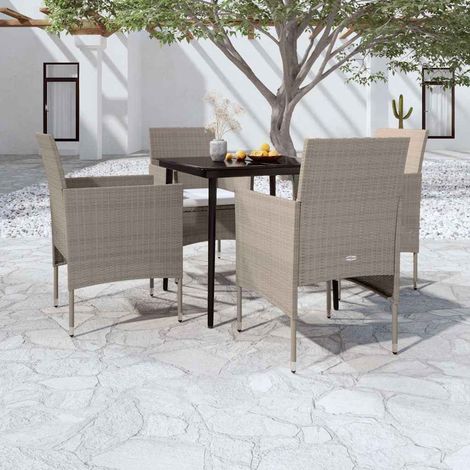 vidaXL Juego de comedor de jardín 5 piezas con cojines beige y negro (1/5)
