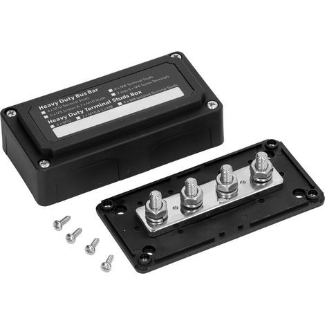 Sammelschienenkasten mit Schrauben, M10-Anschlussbolzen, Stromverteilerblock, 48 V 300 A schwarze Sammelschiene (1/5)
